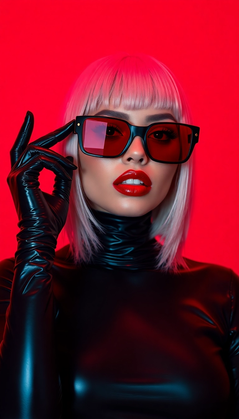 HD iPhone Y2K Woman Fashion Model in Black and Red Dynamic Wallpaper